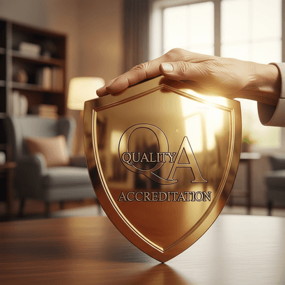 A stylized shot symbolizing commitment to quality and accreditation.